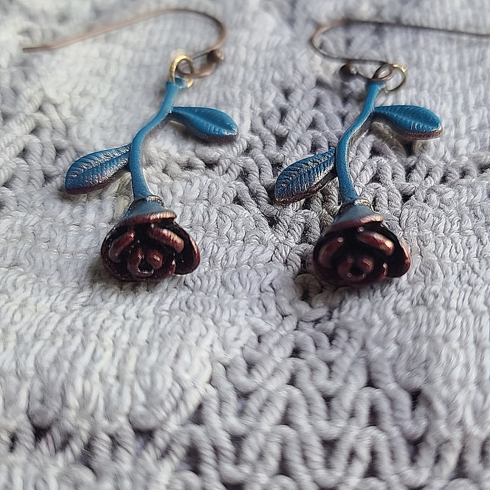 Rose Floral Dangle Earrings